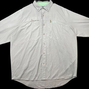 Under Armour Mens Loose Fit Long Sleeve Button-Up Shirt Size Large Gray Neon
